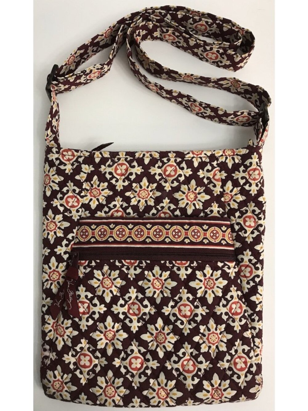 Vera Bradley Medallion Pattern Hipster Crossbody Bag Black White Red Retired